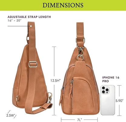 MMS Brands Antik Kraft Tasha Crossbody Sling | Vegan Leather Crossbody Bag for Women with 16-20" Strap | Sling Bags for Women