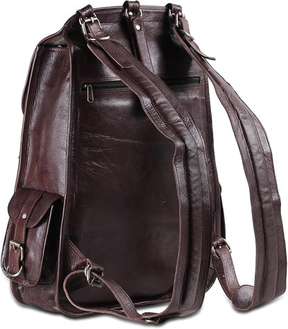 Handmade World Full Grain Leather Backpack for Men – 18 Inch Laptop Bag, Handmade Real Leather, Business Travel Work Backpack, Vintage Rucksack for Office & Carry On (Brown)