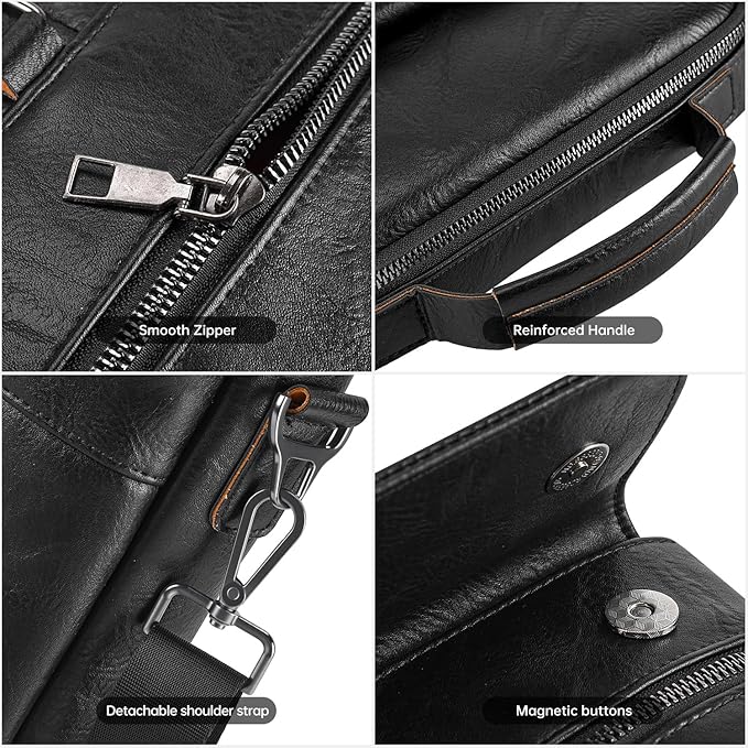 13 Inch Laptop Leather Sleeve for 2026-2022 MacBook Air 13 M5 M4 M3 M2 A3449 A3240 A3113 A2681, 13" MacBook Neo A18, Protective Carrying Bag Shoulder Travel Case with Pockets, Black