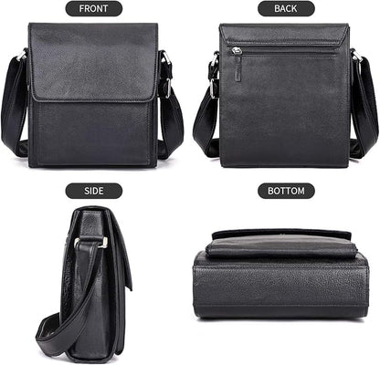 Augus Leather Messenger Crossbody Shoulder Bag for Men Work Business Casual Adjustable straps With YKK Metal Zipper