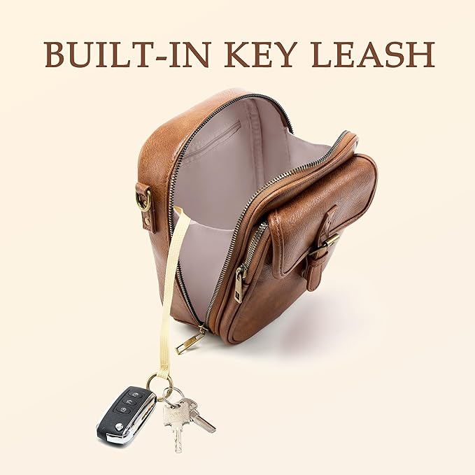 Small Messenger Bag Vegan Leather Crossbody Bag for Women Men, Vintage Cross Body Shoulder Purse with Card Slots