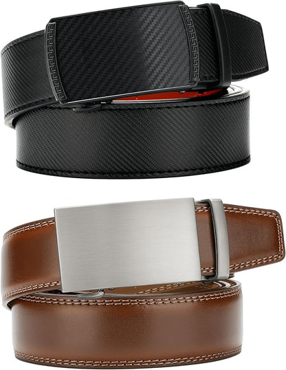 MILORDE Men's Leather Ratchet Belt - 35mm - Customizable Fit