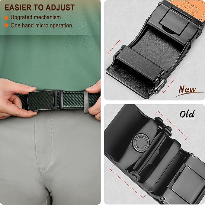 KEMISANT Belt Men, Sliding Ratchet Belt Genuine Leather For Gift Mens Dress Pants Oxfords,Size Adjustable