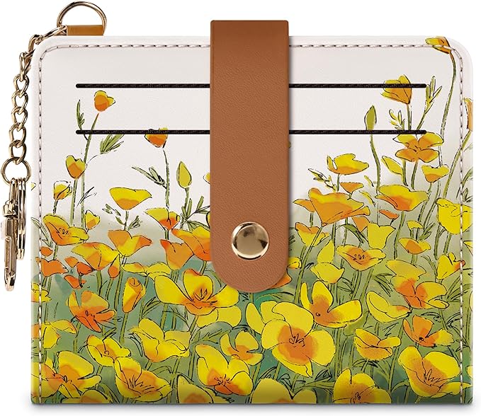 Airkit Small Wallets Woman RFID Blocking Leather Credit Card Holder - with ID Window - Card Wallets for Women - with Zipper Coin Purse - Keychain Wallet