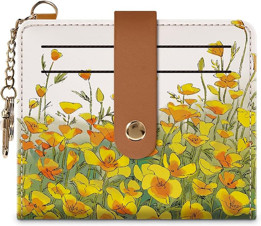 Airkit Small Wallets Woman RFID Blocking Leather Credit Card Holder - with ID Window - Card Wallets for Women - with Zipper Coin Purse - Keychain Wallet