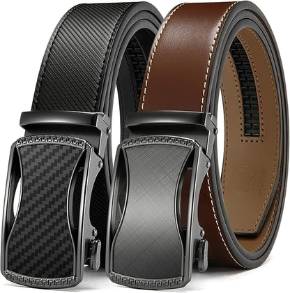 CHAOREN Leather Ratchet Belt Men 2 Pack - Customizable Fit, Effortless Style (35mm)