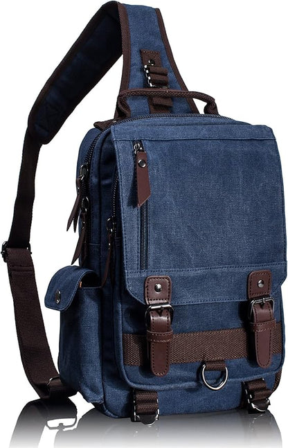 Leaper Retro Crossbody Bag Sling Bag Canvas Messenger Bag for Men Women Shoulder Bag Crossbody Handbags Satchel Travel Bag