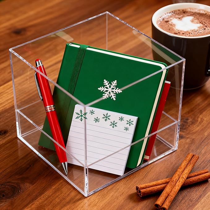 Acrylic Box Clear Display Boxes with Lids 4.73x4.73x4.73Inch Plastic Square Containers, Decorative Boxes Large Acrylic Storage Boxes for Collectibles,Wedding, Valentine's Day Party, Treats, Jewelry