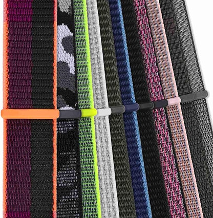 WOCCI 20mm Adjustable Nylon Watch Band, Quick Release Sport Loop Strap (White/Gray)