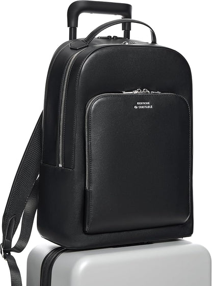 Comfyable x Edition Premium Vegan Leather Backpack for 13" 14" 15" 16" Laptops, Business Trip Backpack with Trolley Strap & YKK Zipper, Water-repellent Durable Bag for Men Women, Daypack for Work