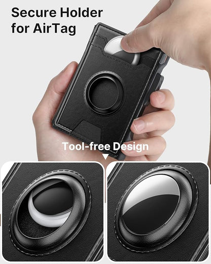 typecase AirTag Wallet for Men: Compatible with Apple AirTag (1st & 2nd Generation), RFID Blocking, Genuine Leather, Slim & Minimalist Design,13 Cards Capacitiy | ID Window | Money Clip (Black)