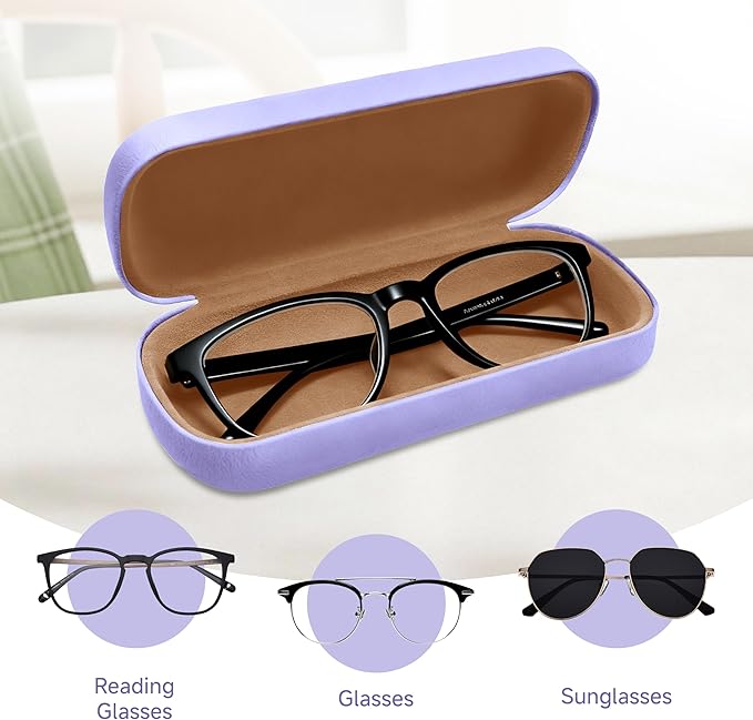 Glasses Case Large Hard Shell Eyeglasses Case PU Leather Protective for Sunglasses Eyeglasses
