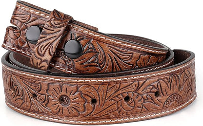 F&L CLASSIC Western Belt without buckle for men – Full Grain Leather Cowboy Belts for jeans - One Piece Leather strap belt