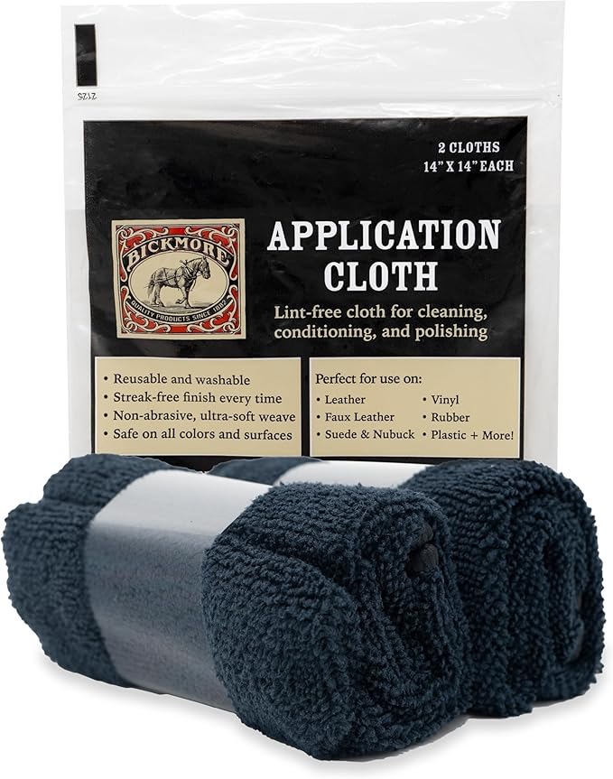 Bickmore 2-Pack Lint-Free Application Cloth for Leather Cleaner, Conditioner, and Polish | Scratch-Free Microfiber Towel for Smooth Application of Leather Care Products