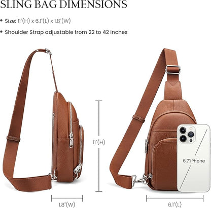 befen Genuine Leather Small Crossbody Sling Bags for Women Anti-Theft Fanny Packs Chest Bags Purse with Built in RFID Wallet
