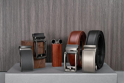 28"-68" Men's Leather Ratchet Dress Belt Big And Tall With Automatic Buckle