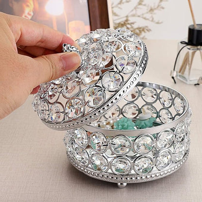 Hipiwe Crystal Mirrored Jewelry Box - Jewelry Trinket Organizer Treasure Box Home Decor Ring Earrings Necklace Storage Holder Chest Keepsake Box,Birthday Christmas Gift for Women, Large