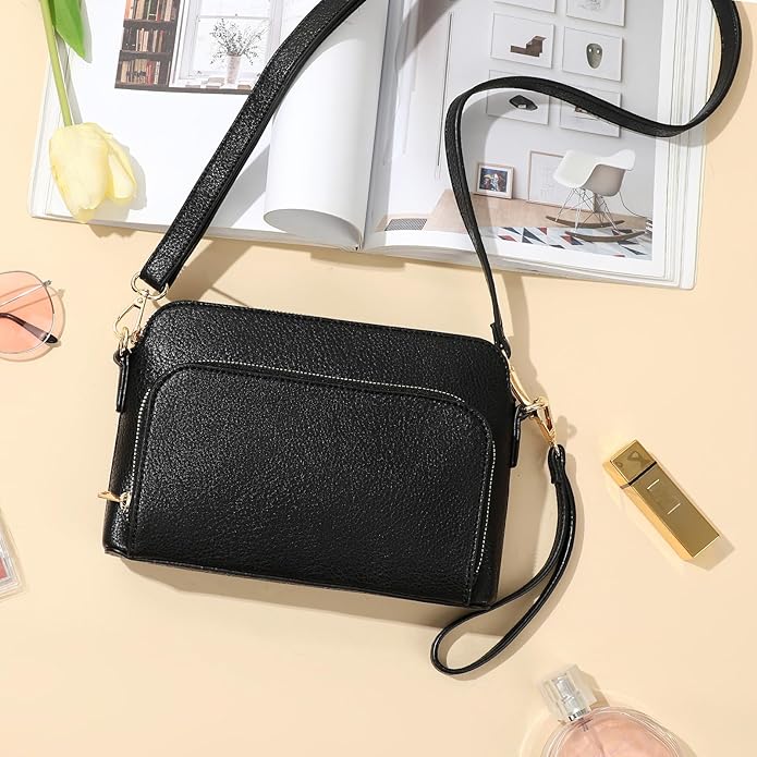 Marvolia Crossbody Bag for Women - PU Leather Shoulder Bag Trendy Small Crossbody Purse Bag for Travel Work Party