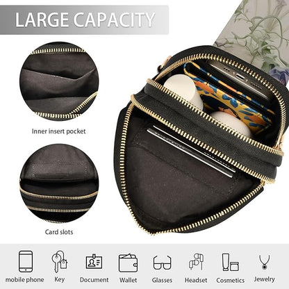 ZAZYXTJ Skeletons Skull Crossbody Sling Bag for Women Leather Small Chest Bag Adjustable Straps Daypack for Travel Sport Hiking