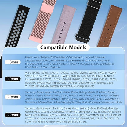 Vanjua 18mm 19mm 20mm 22mm Watch Band Quick Release Replacement Wristbands, Stainless Steel Metal Mesh Loop Adjustable Magnetic Replacement Straps Bands for Men Women