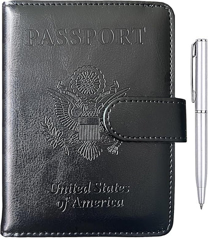 TIGARI Passport Holder for Travel Women Men, PU Leather Waterproof RFID Wallet Cover Case Sleeve, Valentines Day Gifts, Vacation Plane Cruise Travel Document Organizer Essentials