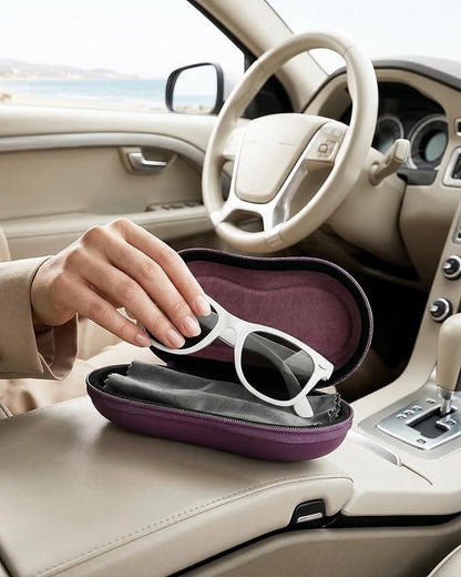 ProCase Sunglasses Case, Hard EVA Shell Shockproof Eyeglass Case for Men Women with Metal Hanging Hook and Velvet Lining, Travel Zipper Sport Glasses Holder Organizer for Gifts- Plum