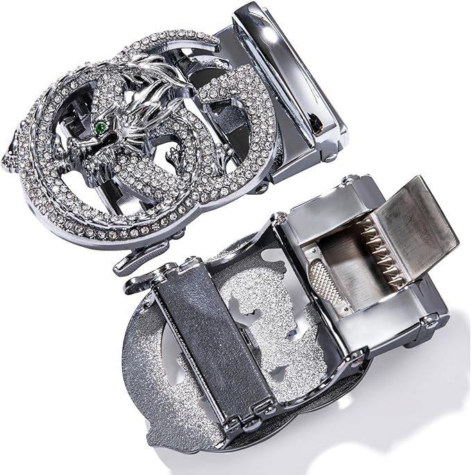 Dubulle Designer Ratchet Belt for Men Leather Fashion Adjustable Automatic Buckle Sliding Removable Dress Casual