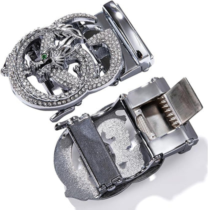 Dubulle Designer Ratchet Belt for Men Leather Fashion Adjustable Automatic Buckle Sliding Removable Dress Casual