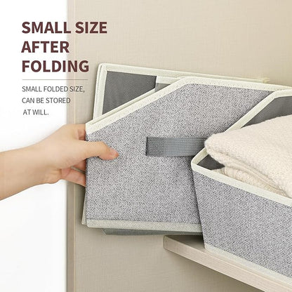 Homsorout Closet Organizers Bins 6 Packs - Large Closet Shelf Organizer with Handles, Fabric Trapezoid Storage Bins, Collapsible Storage Cubes for Clothes, Towels, Light Gray