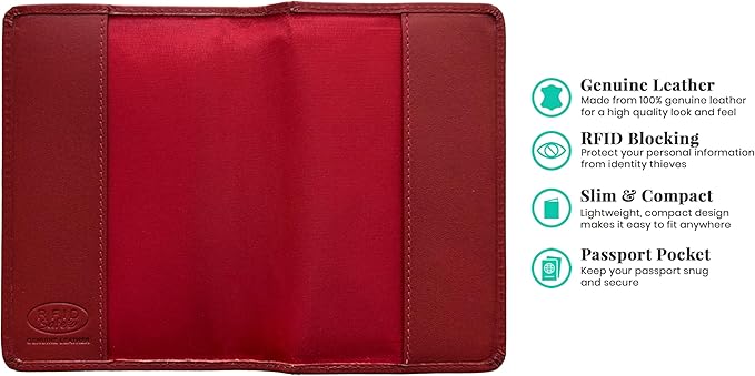 Red Genuine Leather RFID Passport Cover
