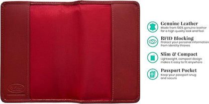 Red Genuine Leather RFID Passport Cover