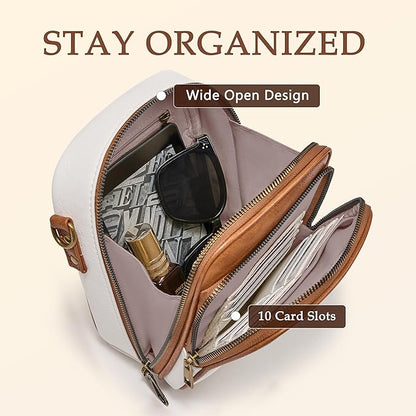Small Messenger Bag Vegan Leather Crossbody Bag for Women Men, Vintage Cross Body Shoulder Purse with Card Slots