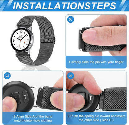 Compatible with 16mm 18mm 19mm 20mm 22mm 24mm Watch Bands Quick Release Replacement Wristband,Adjustable Stretchy Nylon Solo Loop Straps Fabric Braided Sport Elastic Bands for Men Women