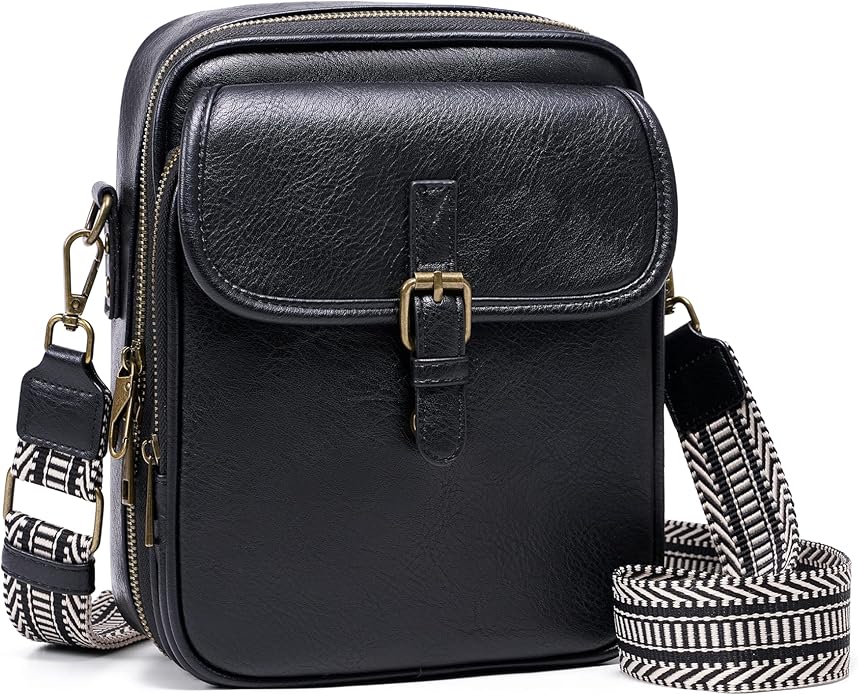 Crossbody Bag for Women Men, Vegan Leather Anti-Theft Messenger Shoulder Bag, Vintage Cross Body Purse with Card Slots