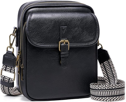 Crossbody Bag for Women Men, Vegan Leather Anti-Theft Messenger Shoulder Bag, Vintage Cross Body Purse with Card Slots