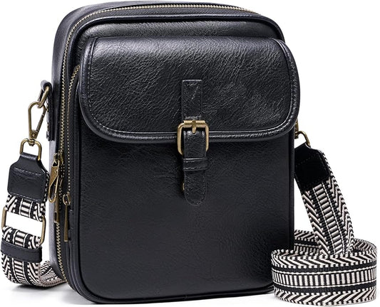 Crossbody Bag for Women Men, Vegan Leather Anti-Theft Messenger Shoulder Bag, Vintage Cross Body Purse with Card Slots