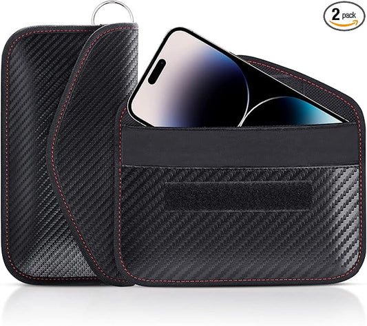Faraday Pouch for Car Keys, Faraday Bag, Car RFID Signal Blocking Holder, Key Fob Protector, Key fob cage Block Signal Anti-Theft Fob Case (2 Pack)