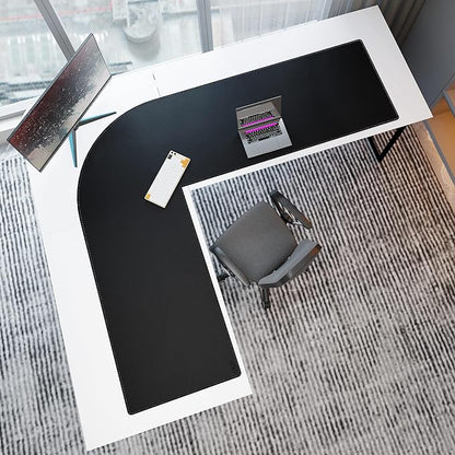 Cacoy 74.8"L x 61.8"L x 23.6"W Black PU Leather L-Shaped Desk Mat, XXL Extra Large 75 Inch L Shape Gaming Mouse Pad for Corner Desk,Waterproof Premium Leather Computer Desk Pad Blotter for Office Home