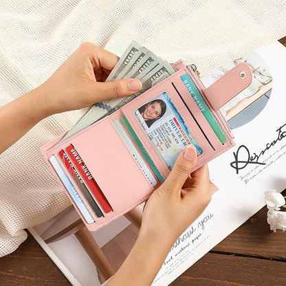 GAEKEAO Slim Wallet for Women, RFID Blocking Credit Card Holder Bifold Wallet with Zipper Coin Pocket, ID Window