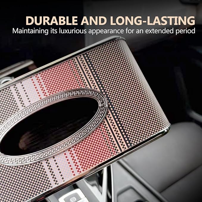 Car Tissue Holder, Faux Leather Visor Tissue Box Holder with Secure Clip, Hanging Tissue Dispenser for Sun Visor or Seat Back, Easy Access Organizer, Fits Most Cars SUVs Trucks (Hanging)