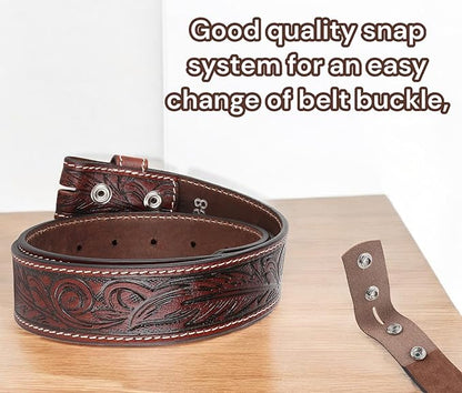 F&L CLASSIC Western Belt without buckle for men – Full Grain Leather Cowboy Belts for jeans - One Piece Leather strap belt