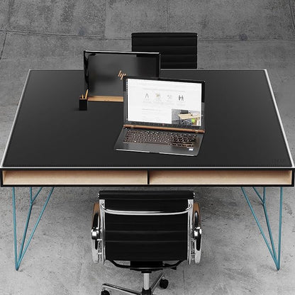 Cacoy 59x35.4 Inch Leather Desk Mat, XXL Large Computer Mouse Pad, PU Leather Desk Pad Blotter Protector, Office Table Cover, Multifunctional Desktop Matt for Desktop, Laptop Mouse Mat (Black)