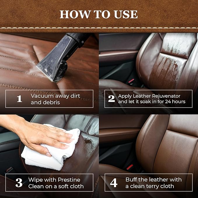 Leatherique Leather Care & Preservation Set - 8 oz | Leatherique Rejuvenator Oil & Prestine Clean 2-Step System | Softens, Conditions & Preserves Leather | Perfect for Cars, Furniture, Saddles & More