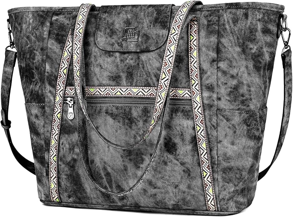 FADEON Large Laptop Tote Bag for Women Designer Leather Laptop Bag Fashion Travel Backpack Purse Shoulder Handbag