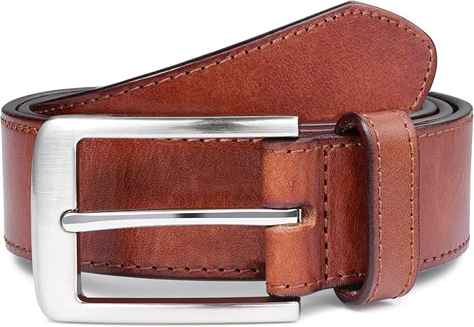 MILORDE Men's Genuine Leather Dress Belt, Handmade, 100% Cow Leather, Fashion & Classic Designs for Work Business and Casual