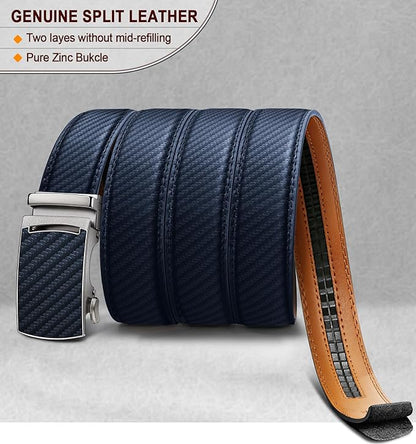 KEMISANT Belt Men, Sliding Ratchet Belt Genuine Leather For Gift Mens Dress Pants Oxfords,Size Adjustable