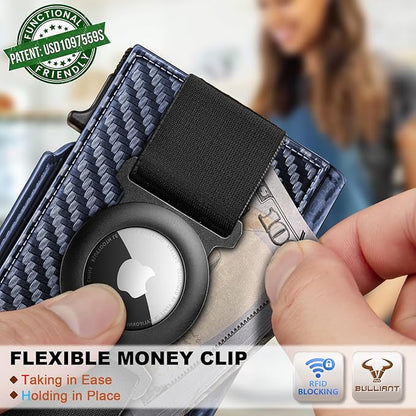 BULLIANT Men Wallet Gift Boxed,Slim Front Pocket Wallet Money Clip Card Holder 3.8"x2.7",Pop-up Access