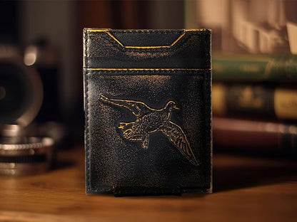 ZEP-PRO Mallard Burnished Leather Magnetic Front Pocket Wallet, Slim Stylish for Men