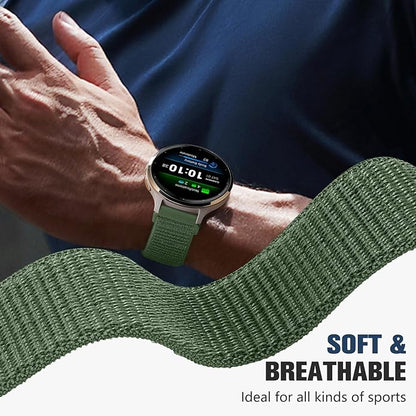 18mm 20mm 22mm Hook and Loop Watch Band Compatible with Garmin Vivoactive 5/ Vivoactive 6/ Vivoactive 3, Soft Nylon Breathable Sport Strap for Venu 2S/ Venu3S/ Forerunner 265s,Venu 3/ Venu 2 Men Women