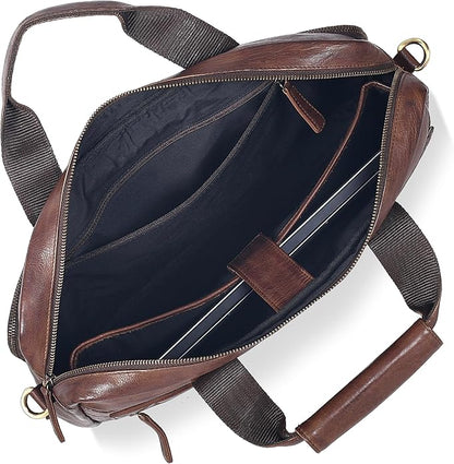 Oak Leathers Leather Messenger Bag for Men and Women - Laptop Briefcase Bag For College, Office, Adjustable Shoulder Strap